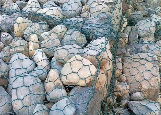 Hộp Gabion phủ bột / Chuồng đá Gabion hàn 2 * 1 * 1m * 3.2mm